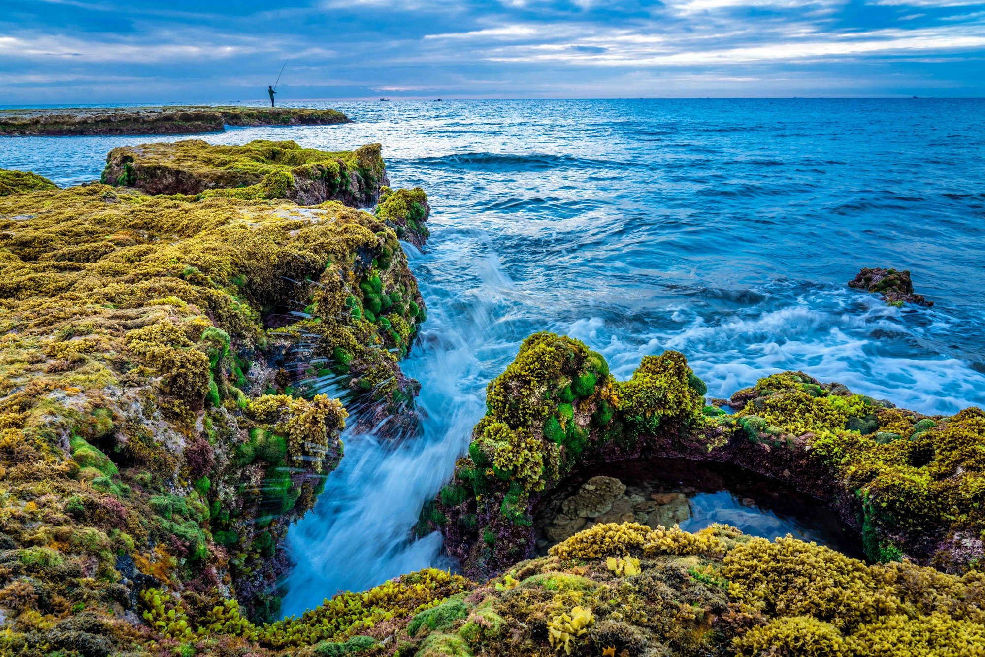 Green moss beach in Tu Thien village