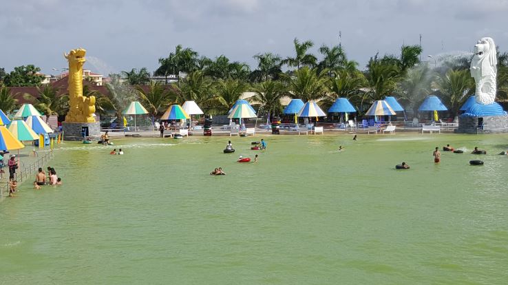 Artificial beach at Nha Mat tourist area