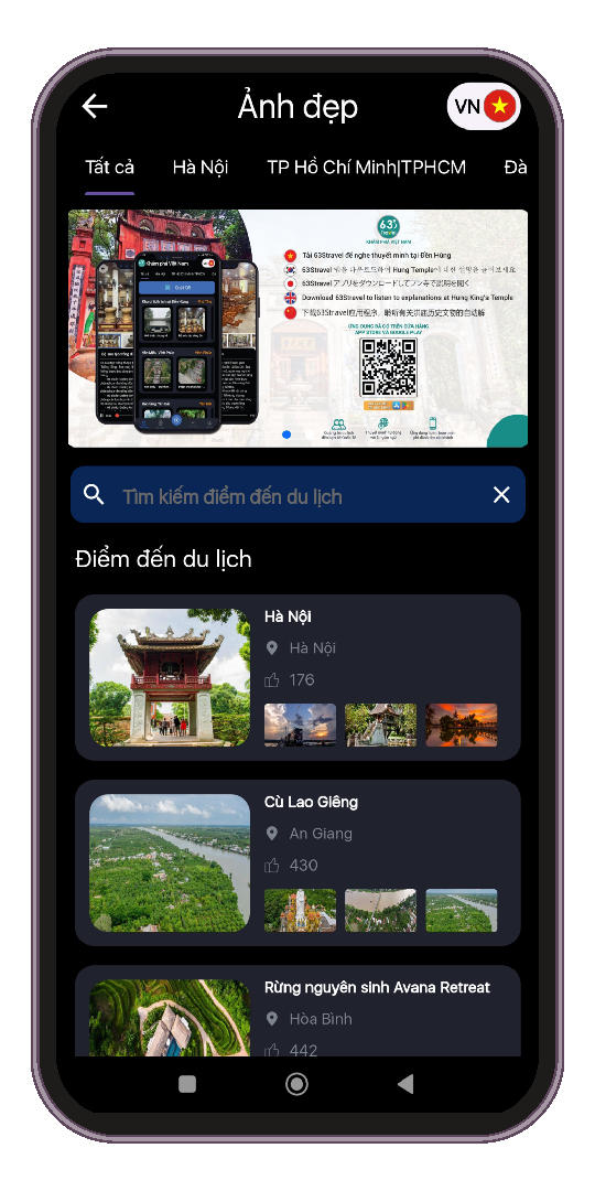 Ngắm nhìn vẻ đẹp thiên nhiên và con người Việt Nam trên ứng dụng 63Stravel