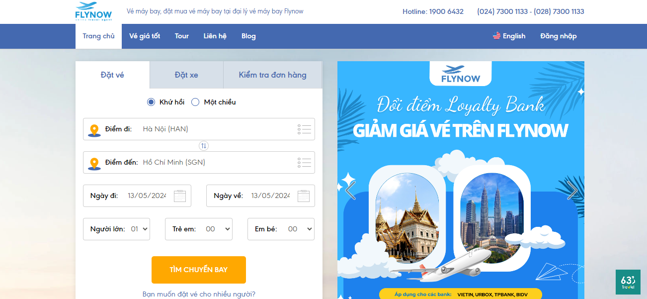 Trang web Flynow bán vé máy bay giá rẻ - uy tín