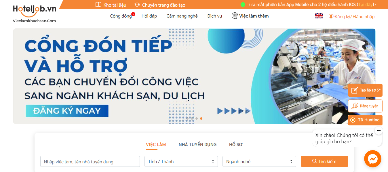 Hoteljob - Trang web tuyển dụng nhân sự về ngành du lịch, khách sạn