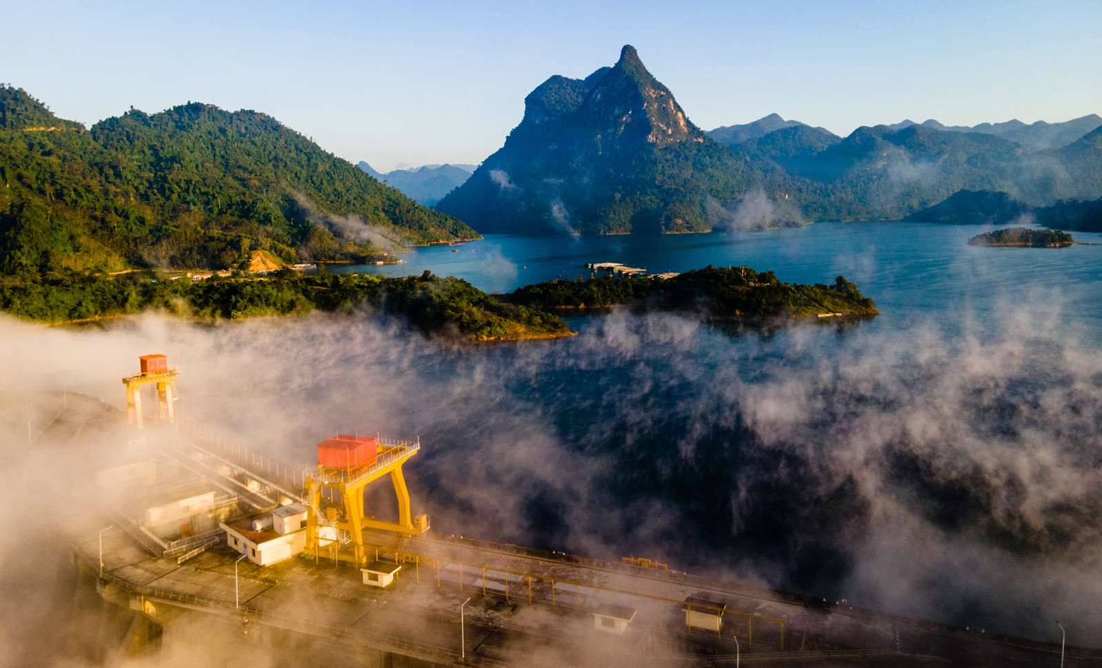 Pac Ta Mountain seen from the hydroelectric dam