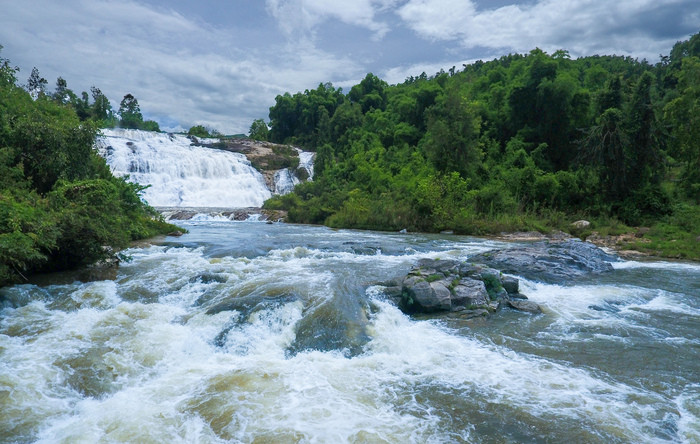 Beautiful natural scenery at the waterfall