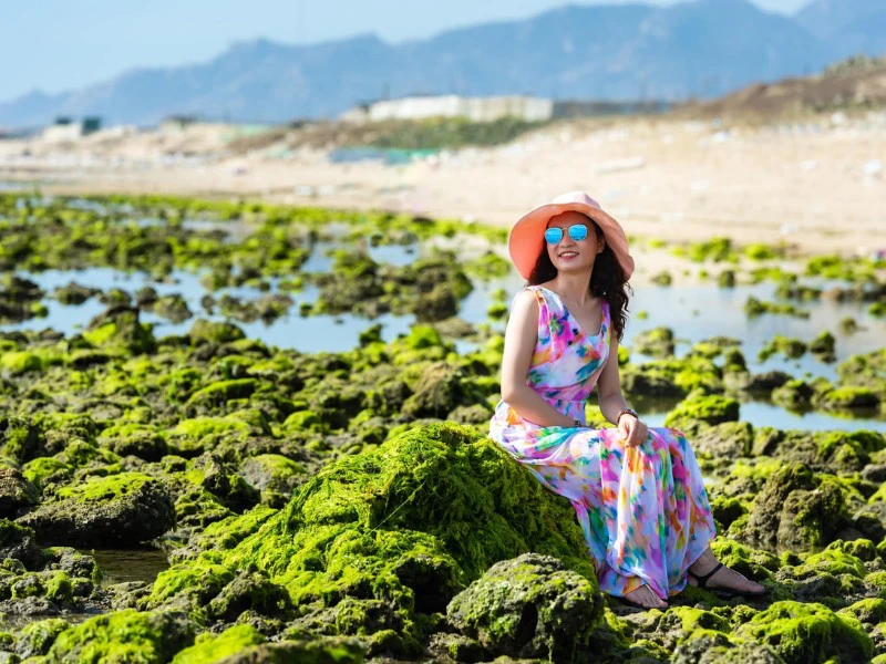 Green moss beach in Tu Thien village