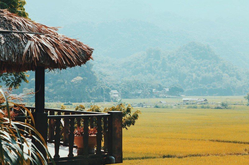 Lac Mai Chau Hoa Binh 村就像远离喧嚣城市生活的另一个世界