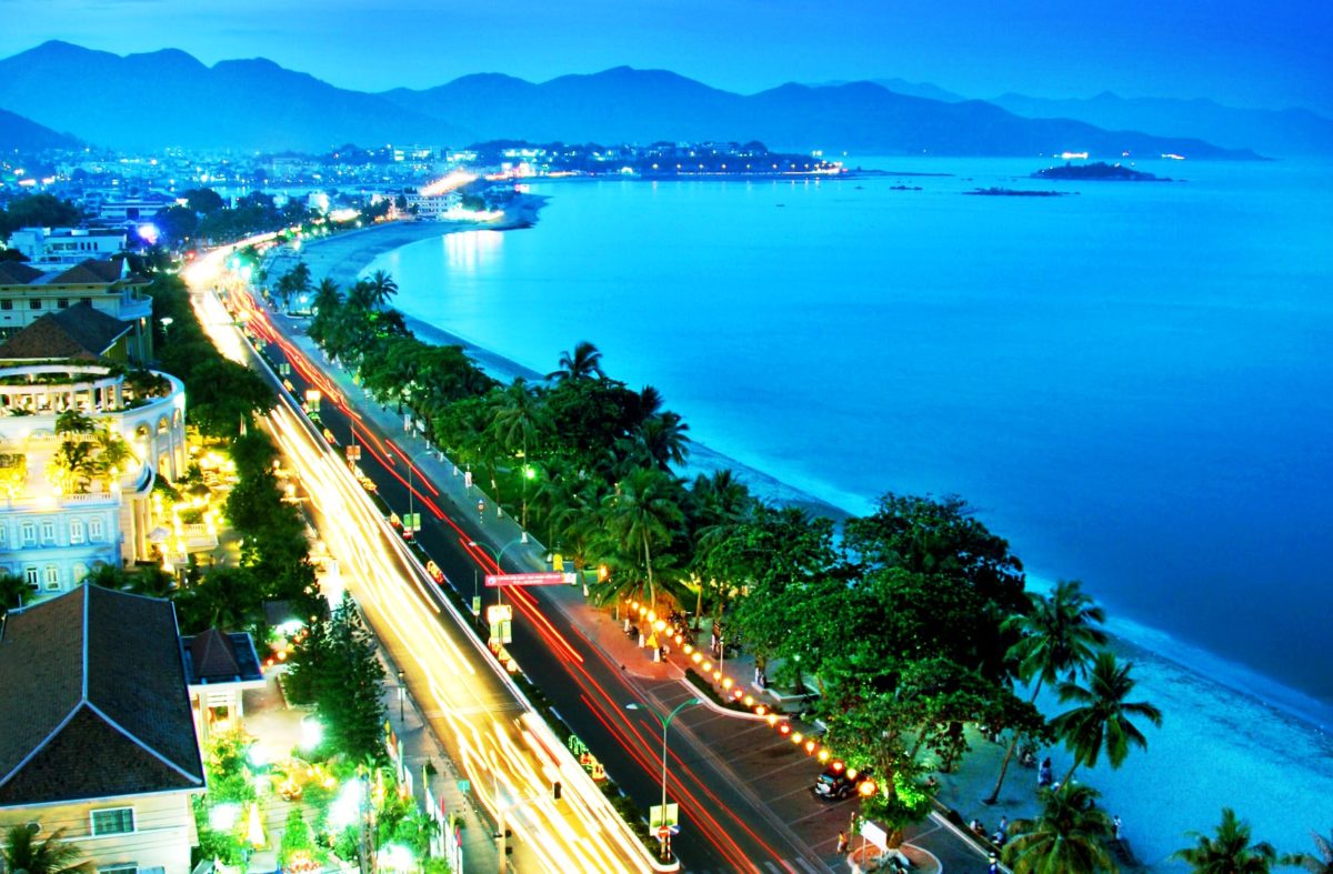 The beauty of Nha Trang beach at night