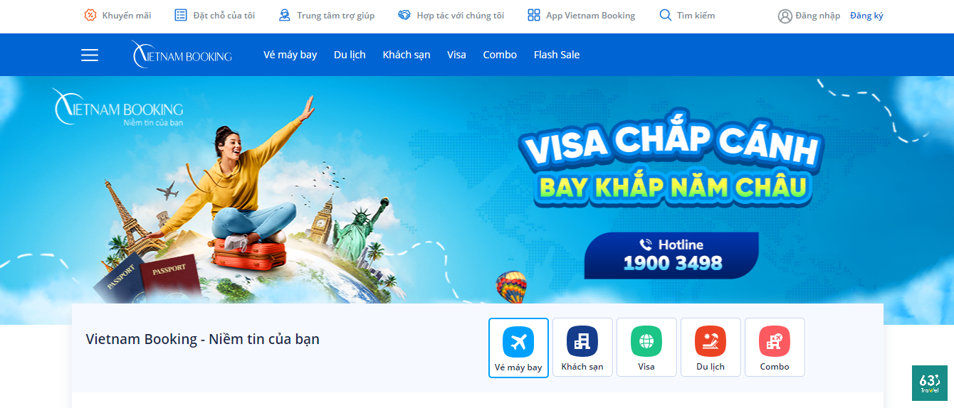 Trang web Vietnam Booking bán vé máy bay giá rẻ Việt Nam