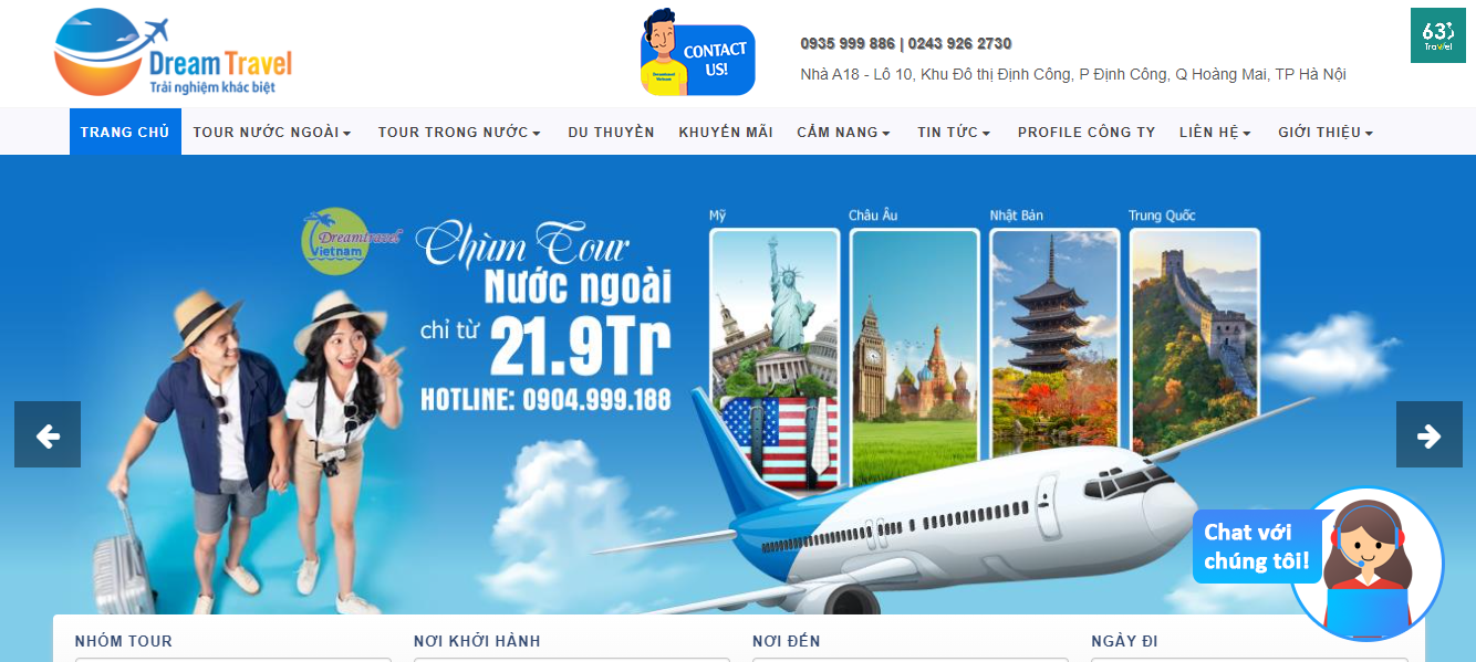 Website quảng bá du lịch Việt Nam Sream Travel