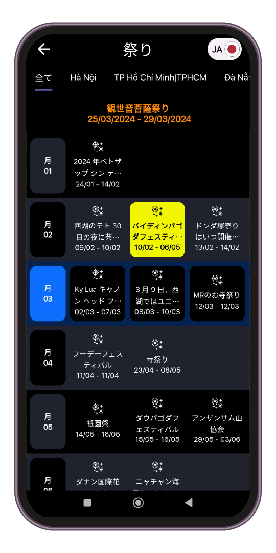 ベトナムのすべての伝統的な祭りと観光イベント