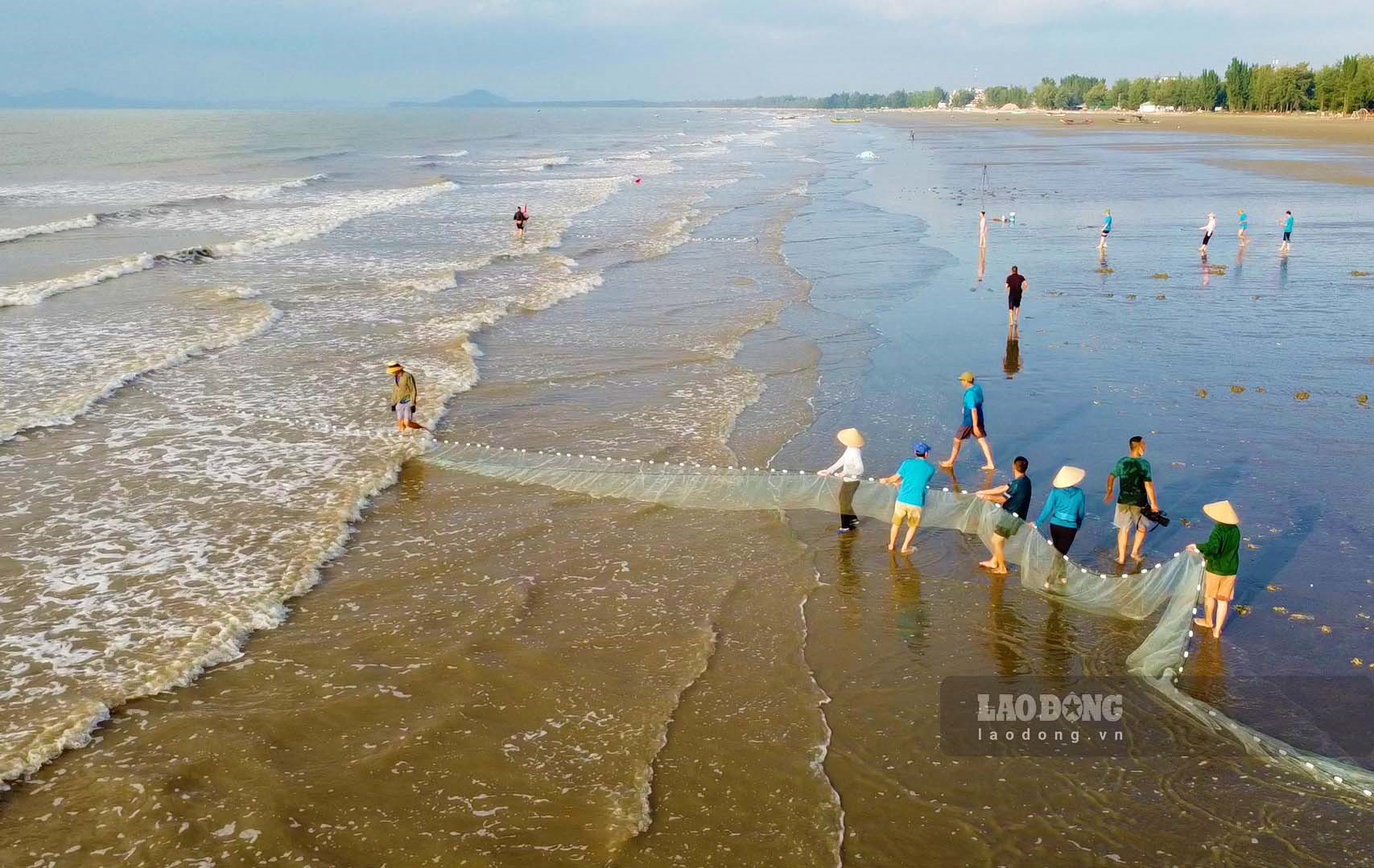 People pull nets