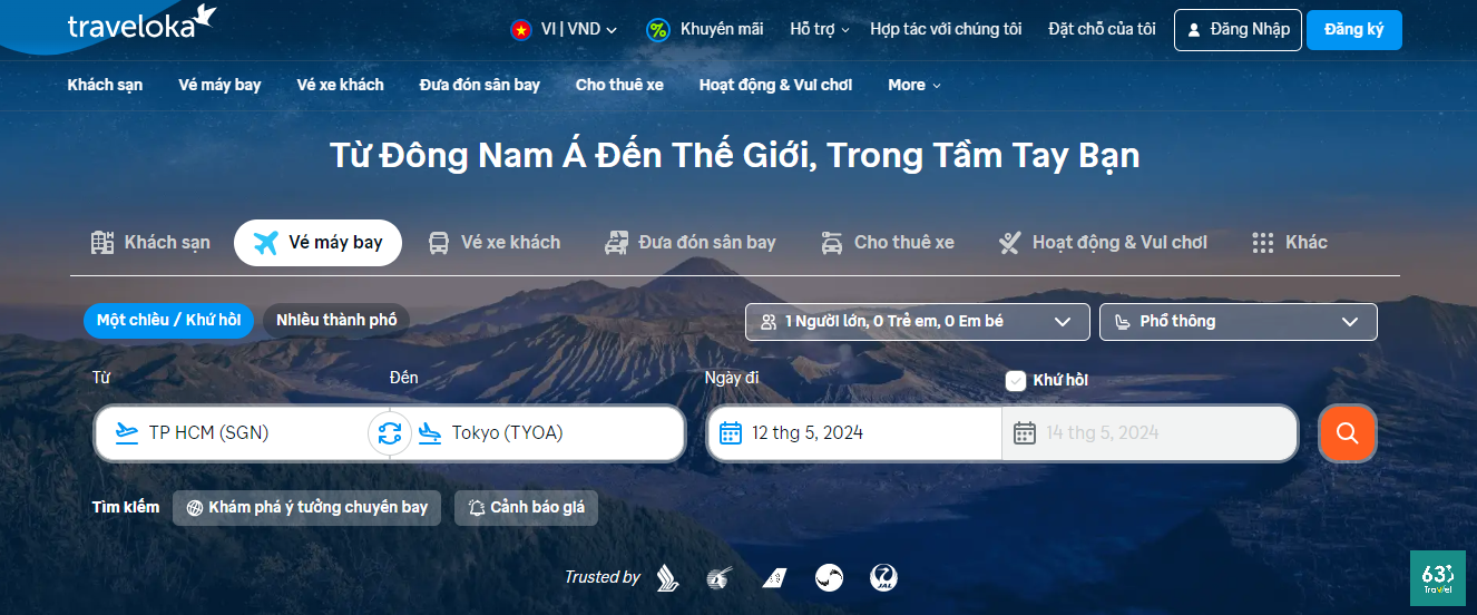 Trang web Traveloka bán vé máy bay giá rẻ