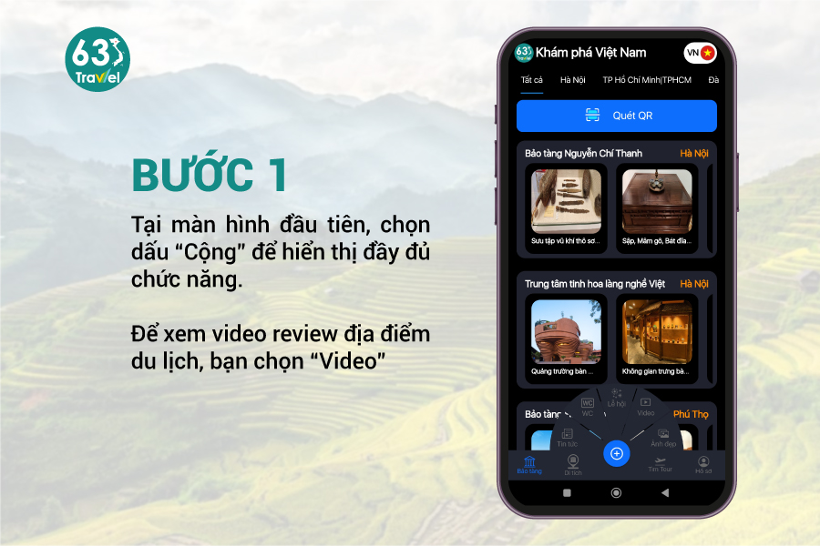 Bước 1: Truy cập tính năng video review du lịch