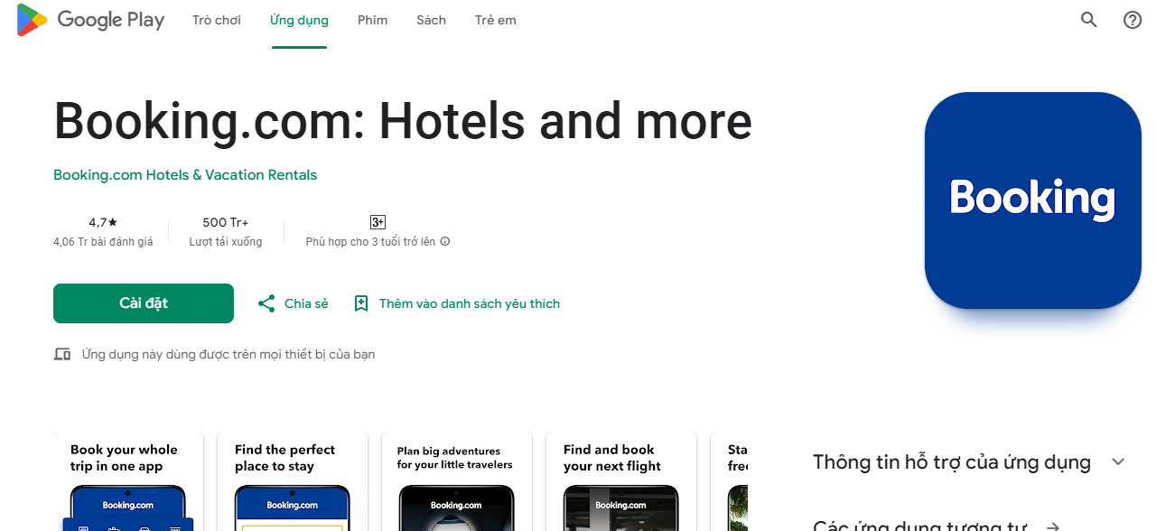 App Booking được nhiều người yêu thích để đặt phòng khách sạn, vé máy bay...