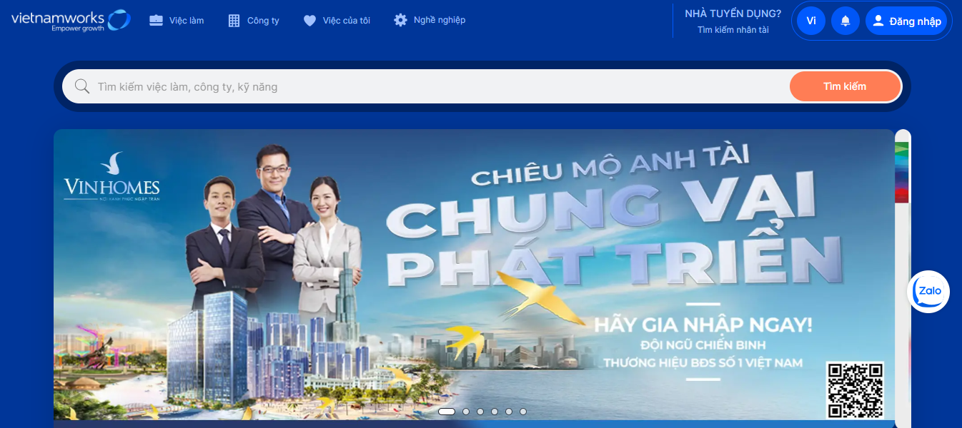 VietnamWorks - Trang web tuyển dụng nhân sự về ngành du lịch, khách sạn