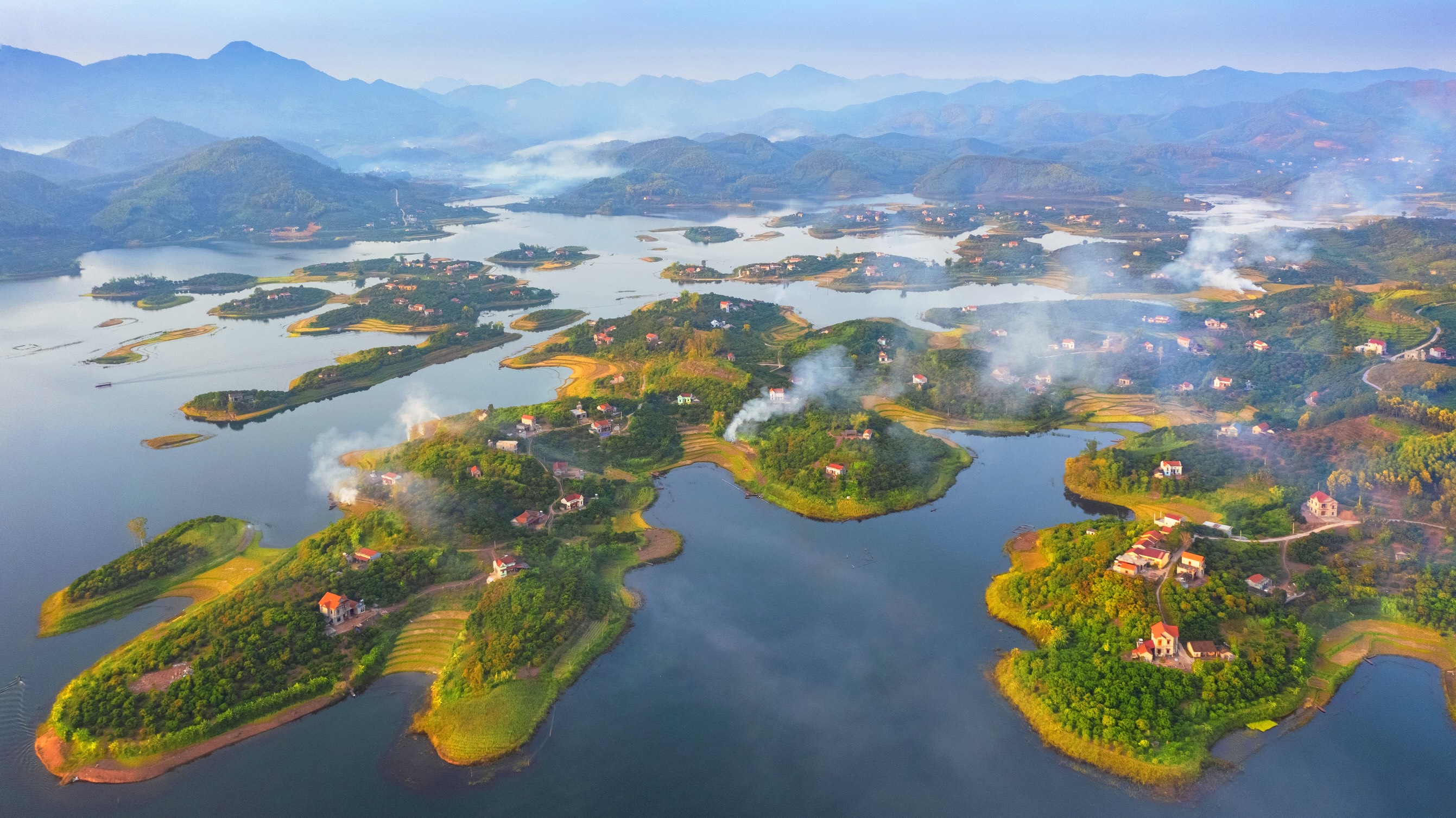 Beautiful view from above at Cam Son Lake