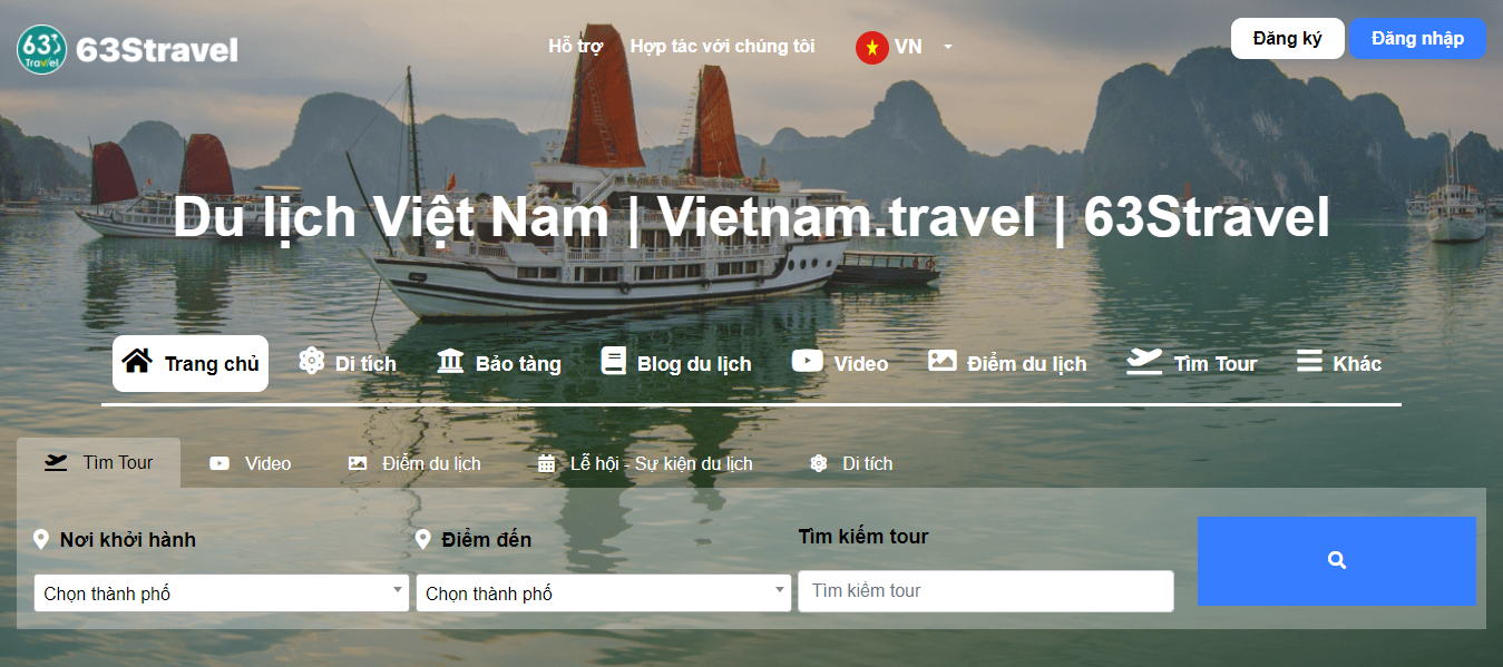 Website quảng bá du lịch Việt Nam 63Stravel