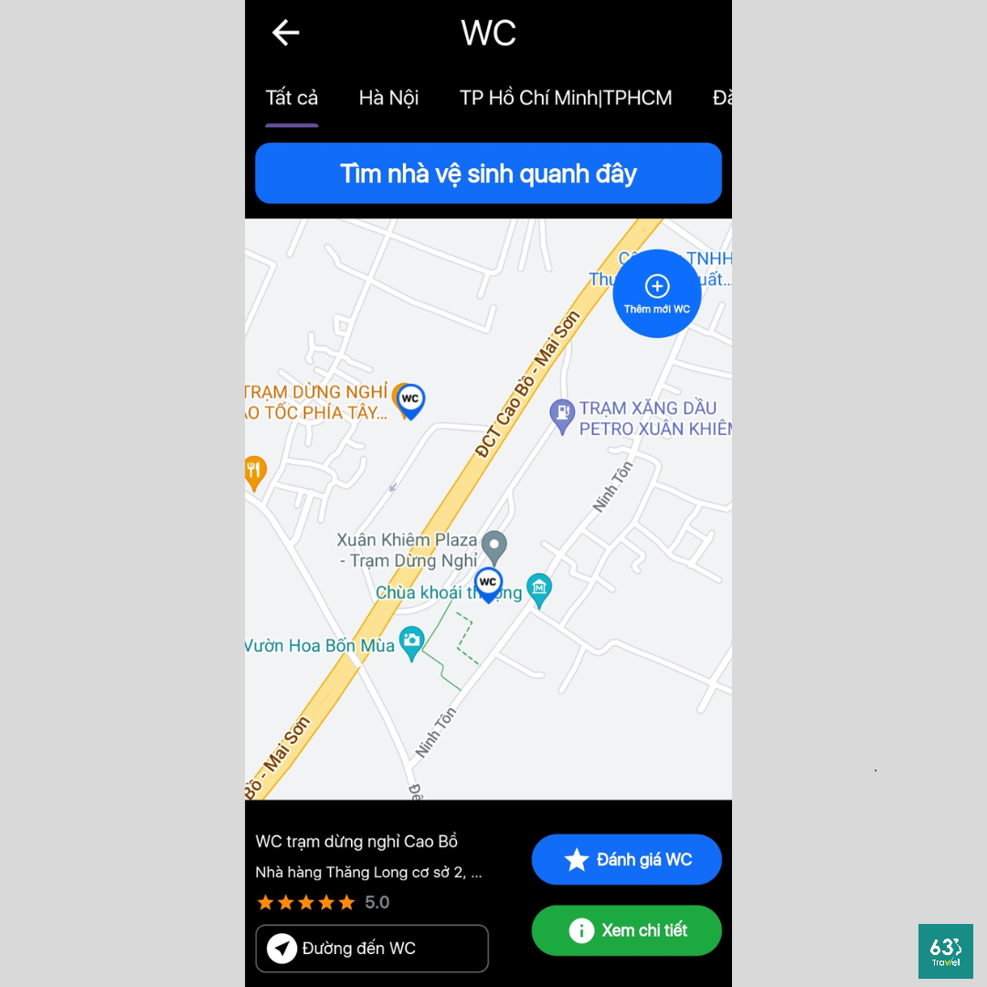 63Stravel - Ứng dụng tìm kiếm nhà vệ sinh công cộng