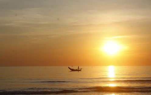 Beautiful and poetic sunset on Hai Tien beach