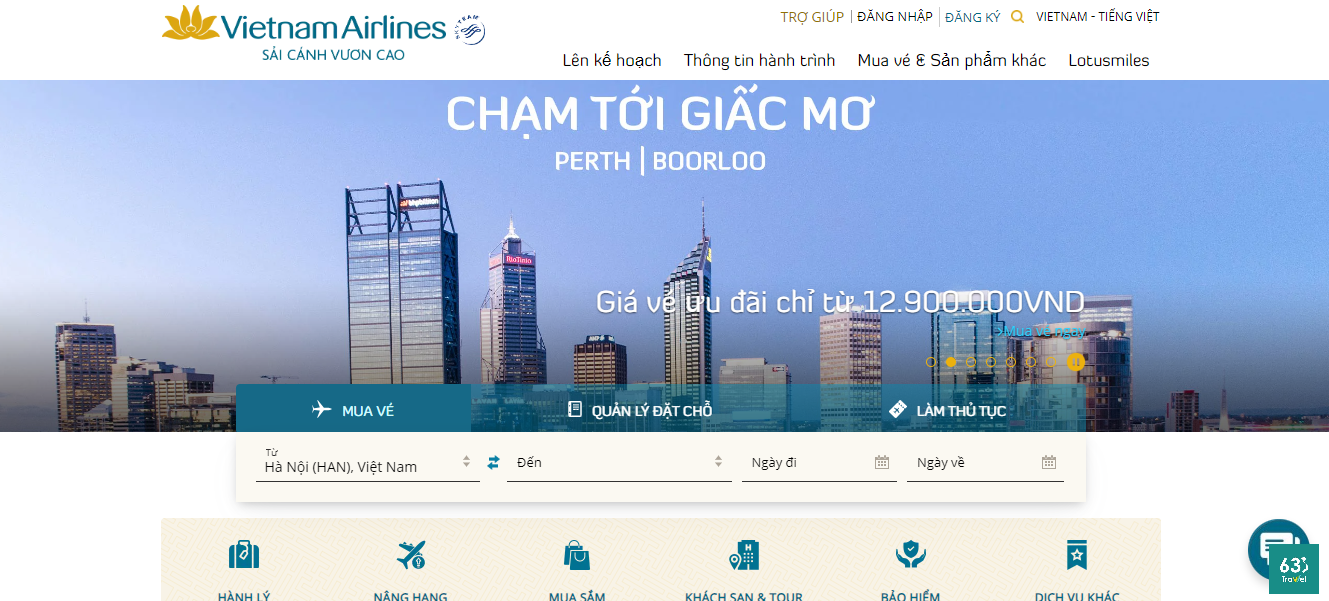 Trang web Vietnam Airlines bán vé máy bay được nhiều khách hàng lựa chọn