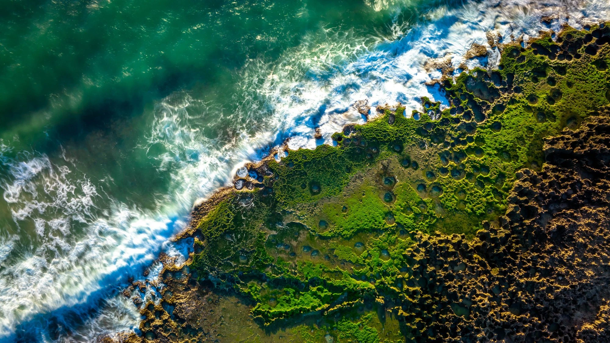 Green moss beach in Tu Thien village