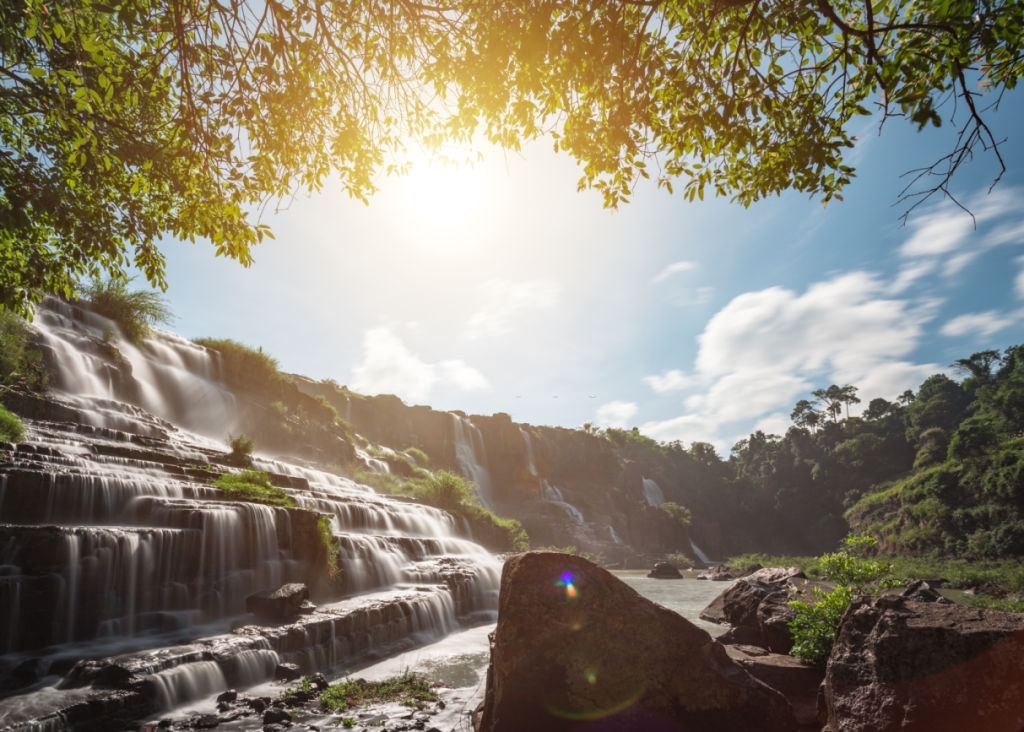 The beauty of Pongour Waterfall in the morning