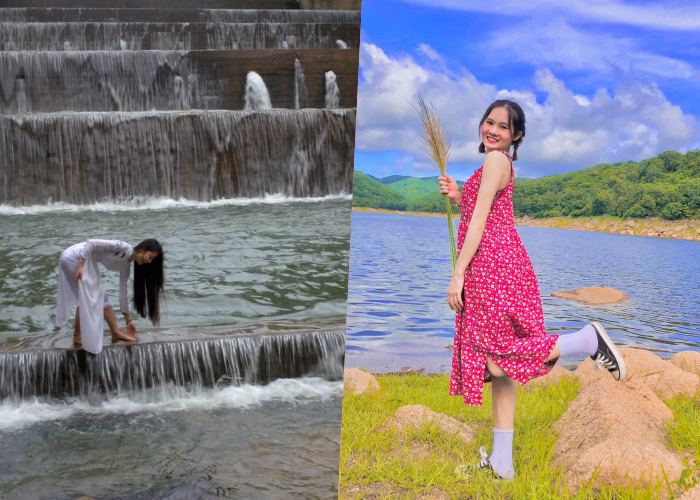 Immersed with the clear waterfall picture at Hua Ram Phu Yen Lake